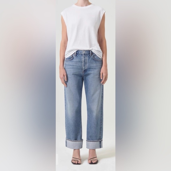 Agolde Fran Jean Low Slung Easy Straight Jeans in FORCE - Picture 4 of 6
